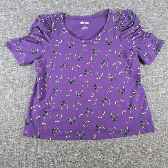 Torrid Size 1 Disney Haunted Mansion Punk Goth Gargoyle Puff Sleeve Top - Picture 1 of 6